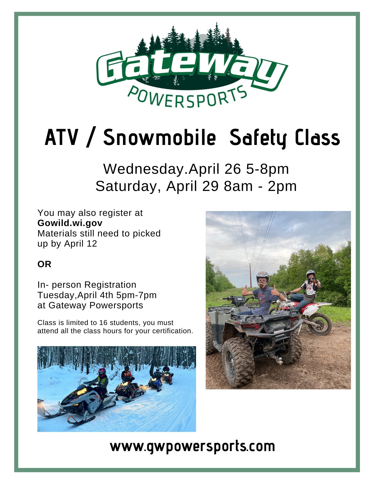 ATV Snowmobile Safety Baraboo Sauk County Family UTV in Boscobel, WI