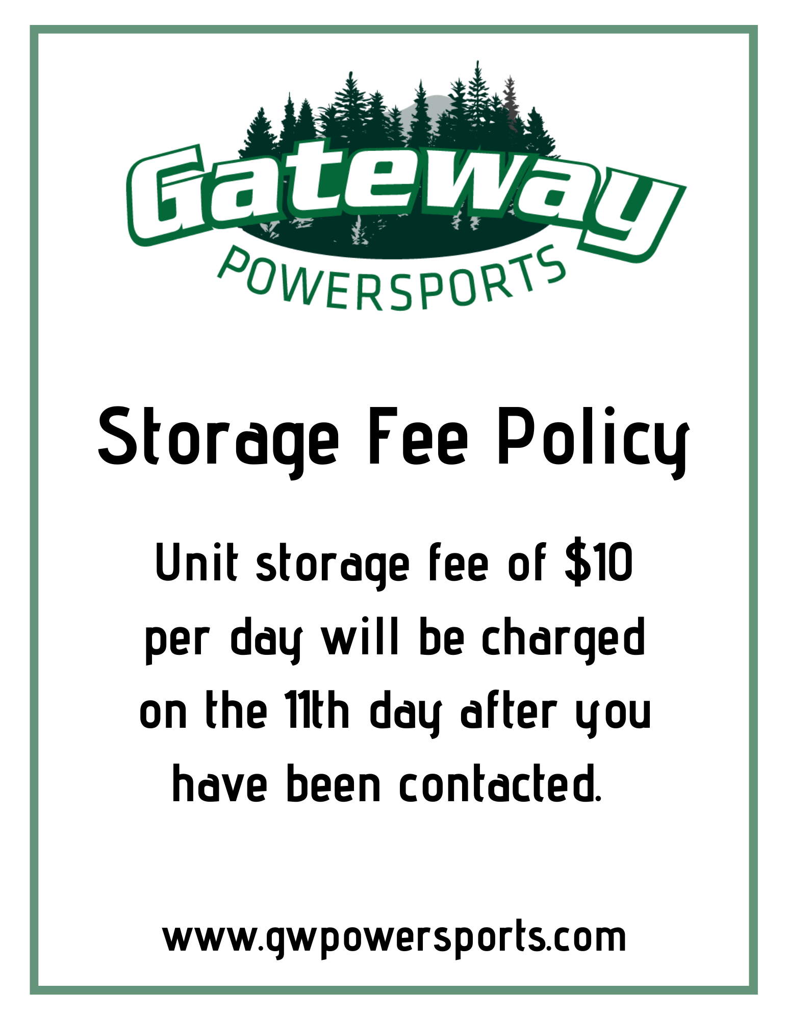 Storage Fee Policy