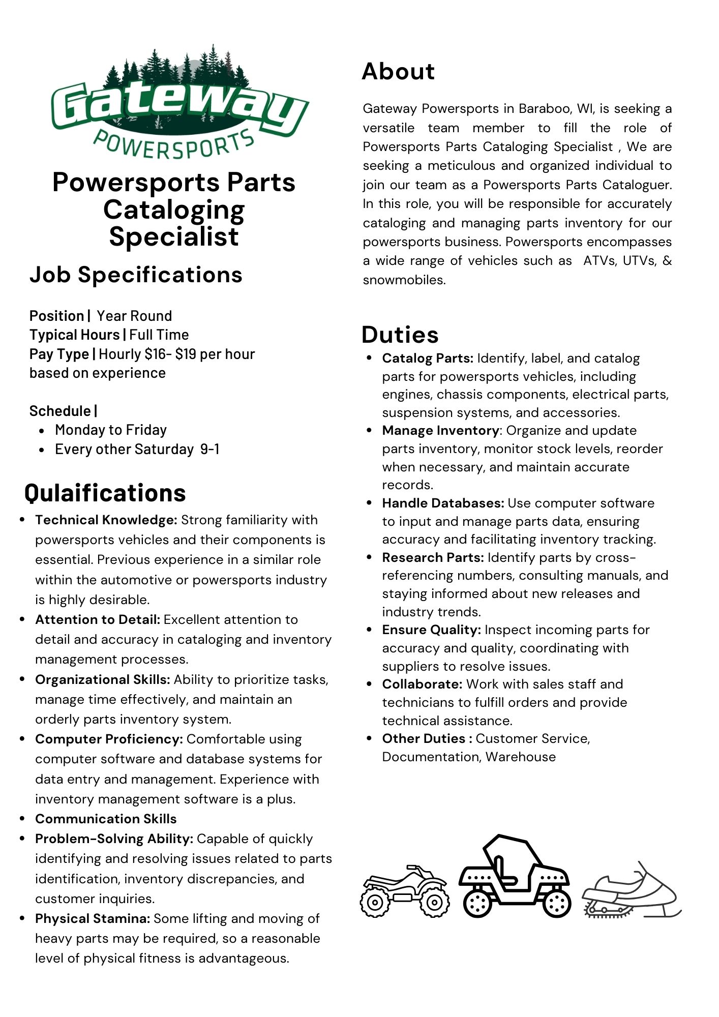 Powersports Cataloging Specialist